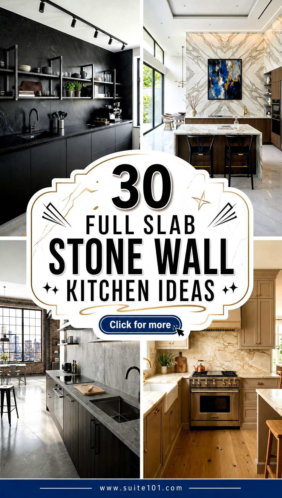 30 Full Slab Stone Wall Kitchen Ideas for Dramatic Modern Style - 30 Full Slab Stone Wall Kitchen Ideas for Dramatic Modern Style