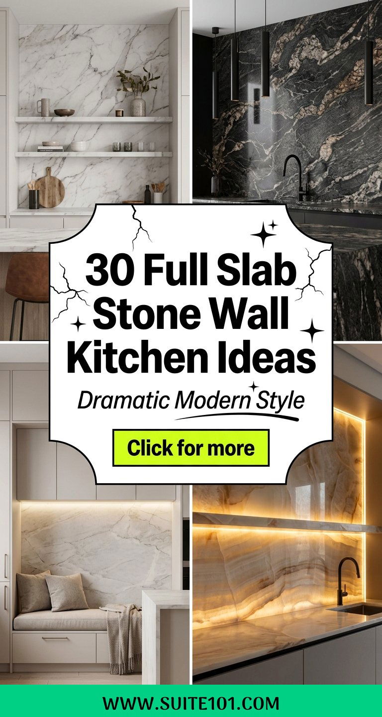 30 Full Slab Stone Wall Kitchen Ideas for Dramatic Modern Style - 30 Full Slab Stone Wall Kitchen Ideas for Dramatic Modern Style