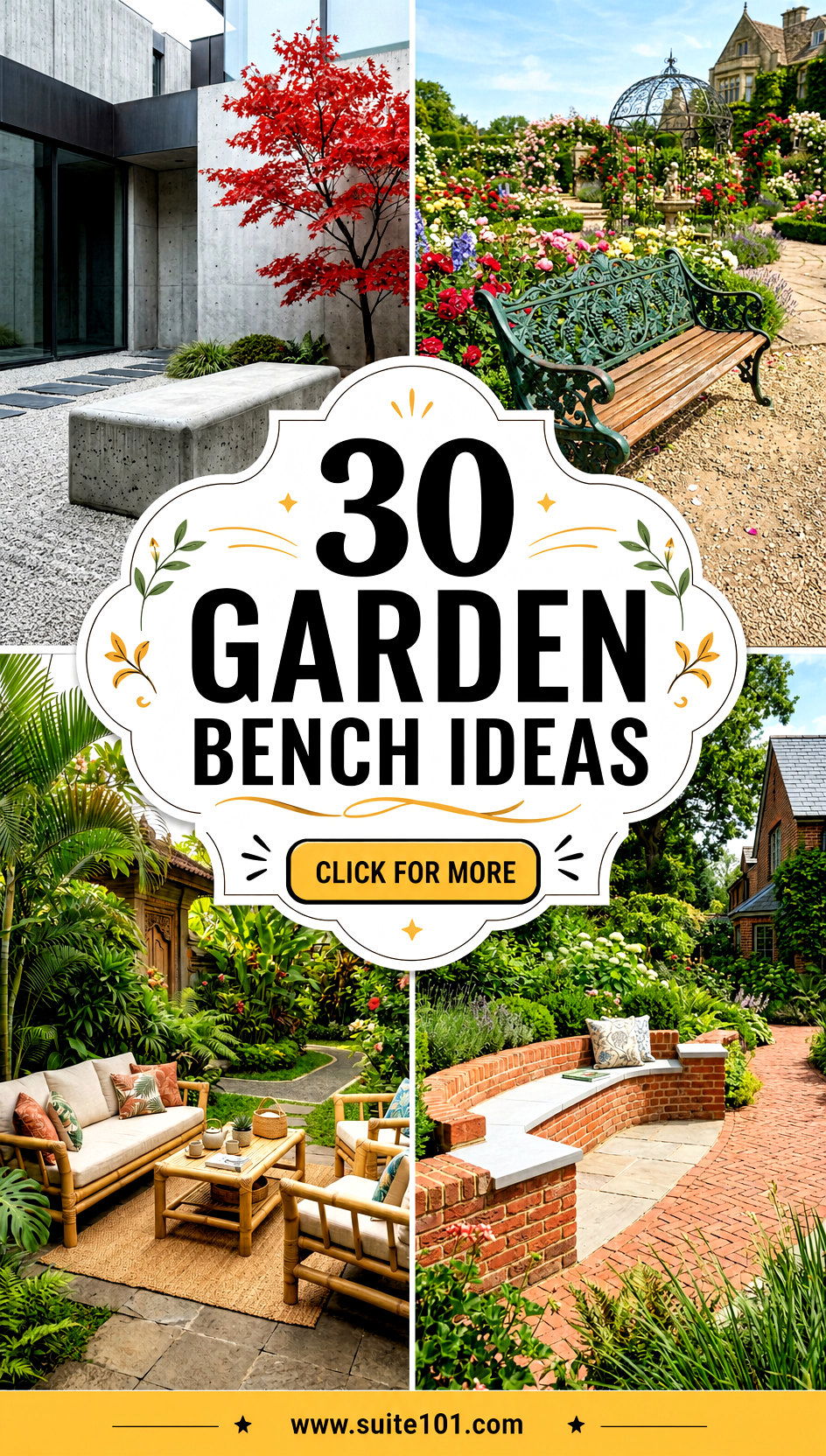 30 Garden Bench Ideas for Relaxing Spots in Every Season - 30 Garden Bench Ideas for Relaxing Spots in Every Season