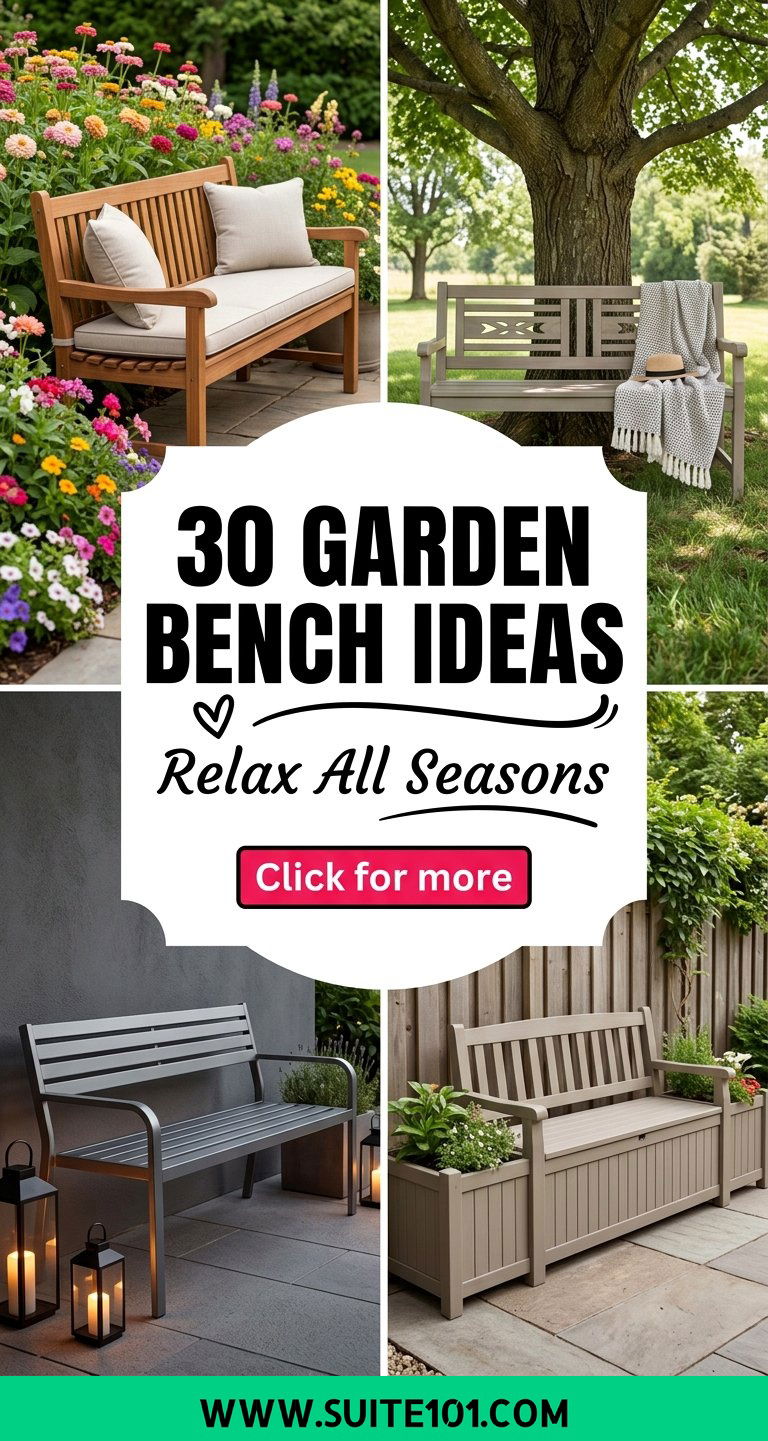 30 Garden Bench Ideas for Relaxing Spots in Every Season - 30 Garden Bench Ideas for Relaxing Spots in Every Season