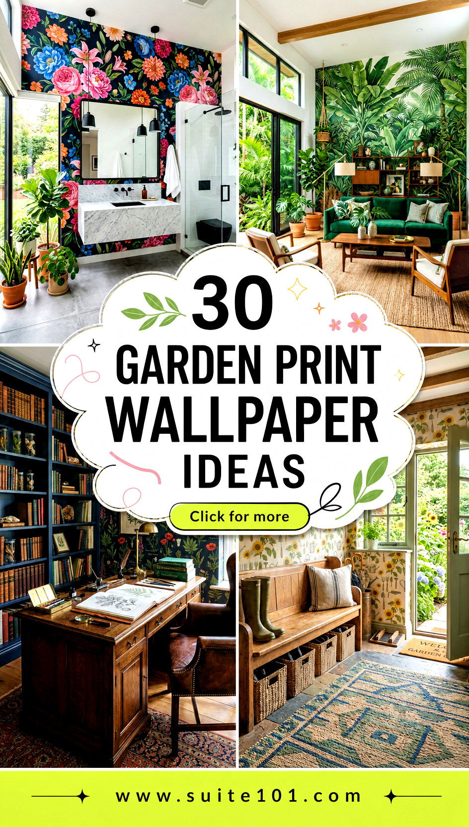 30 Garden Print Wallpaper Ideas to Bring Nature Indoors - 30 Garden Print Wallpaper Ideas to Bring Nature Indoors