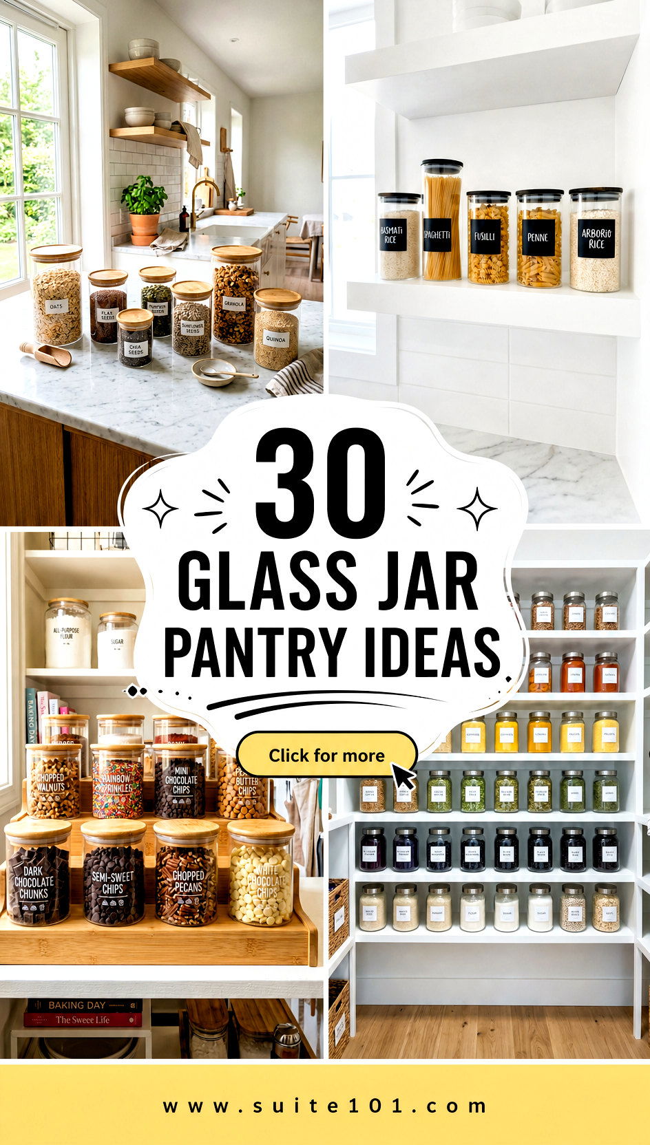 30 Glass Jar Pantry Ideas for a Cleaner Prettier Pantry - 30 Glass Jar Pantry Ideas for a Cleaner, Prettier Pantry