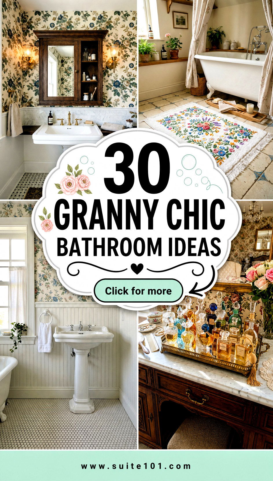 30 Granny Chic Bathroom Ideas for a Vintage-Luxe Refresh - 30 Granny Chic Bathroom Ideas for a Vintage-Luxe Refresh