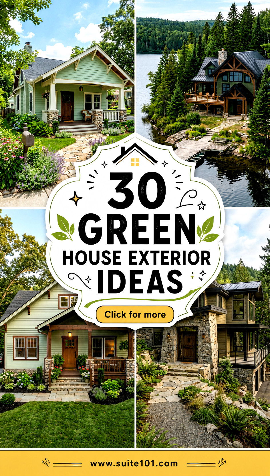 30 Green House Exterior Ideas for a Fresh Modern Curb Appeal - 30 Green House Exterior Ideas for a Fresh, Modern Curb Appeal