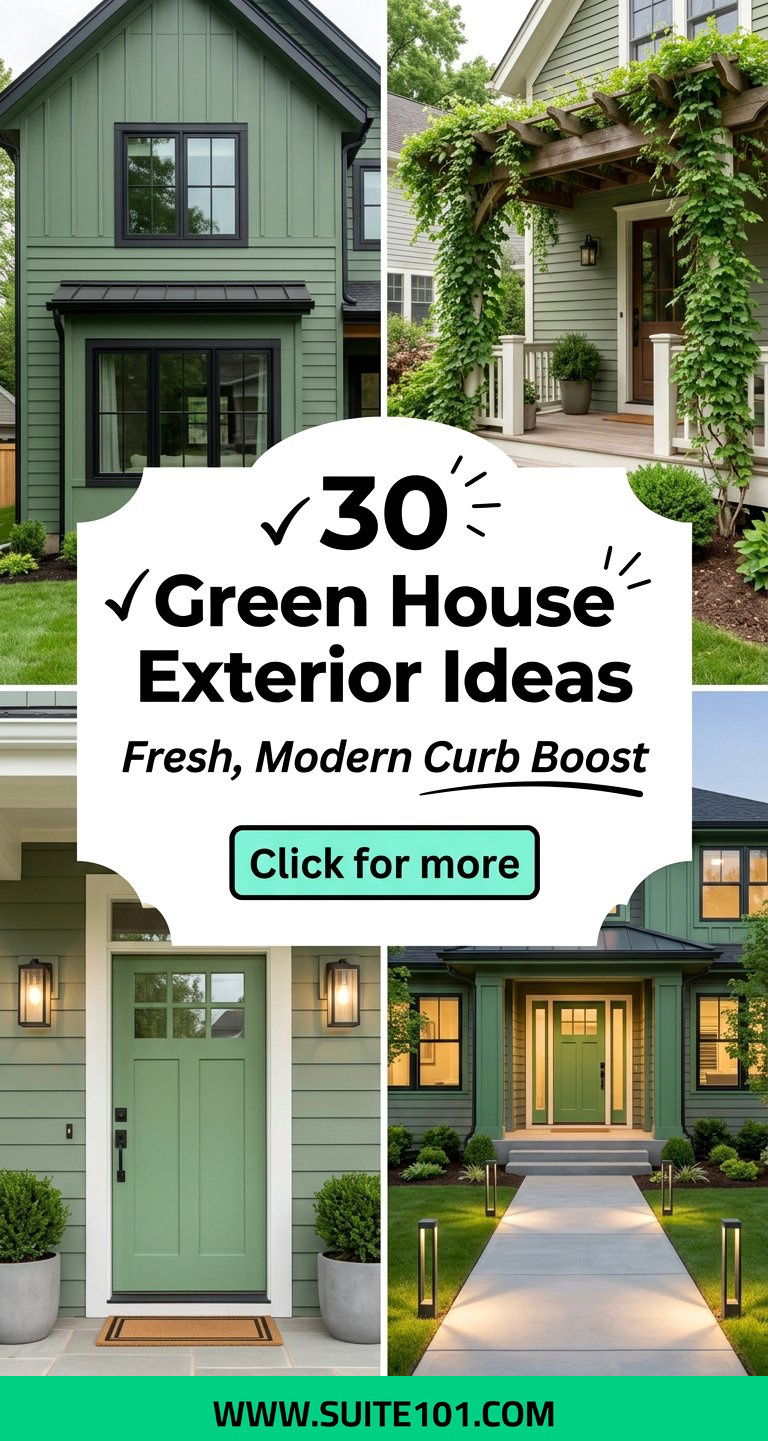 30 Green House Exterior Ideas for a Fresh Modern Curb Appeal - 30 Green House Exterior Ideas for a Fresh, Modern Curb Appeal