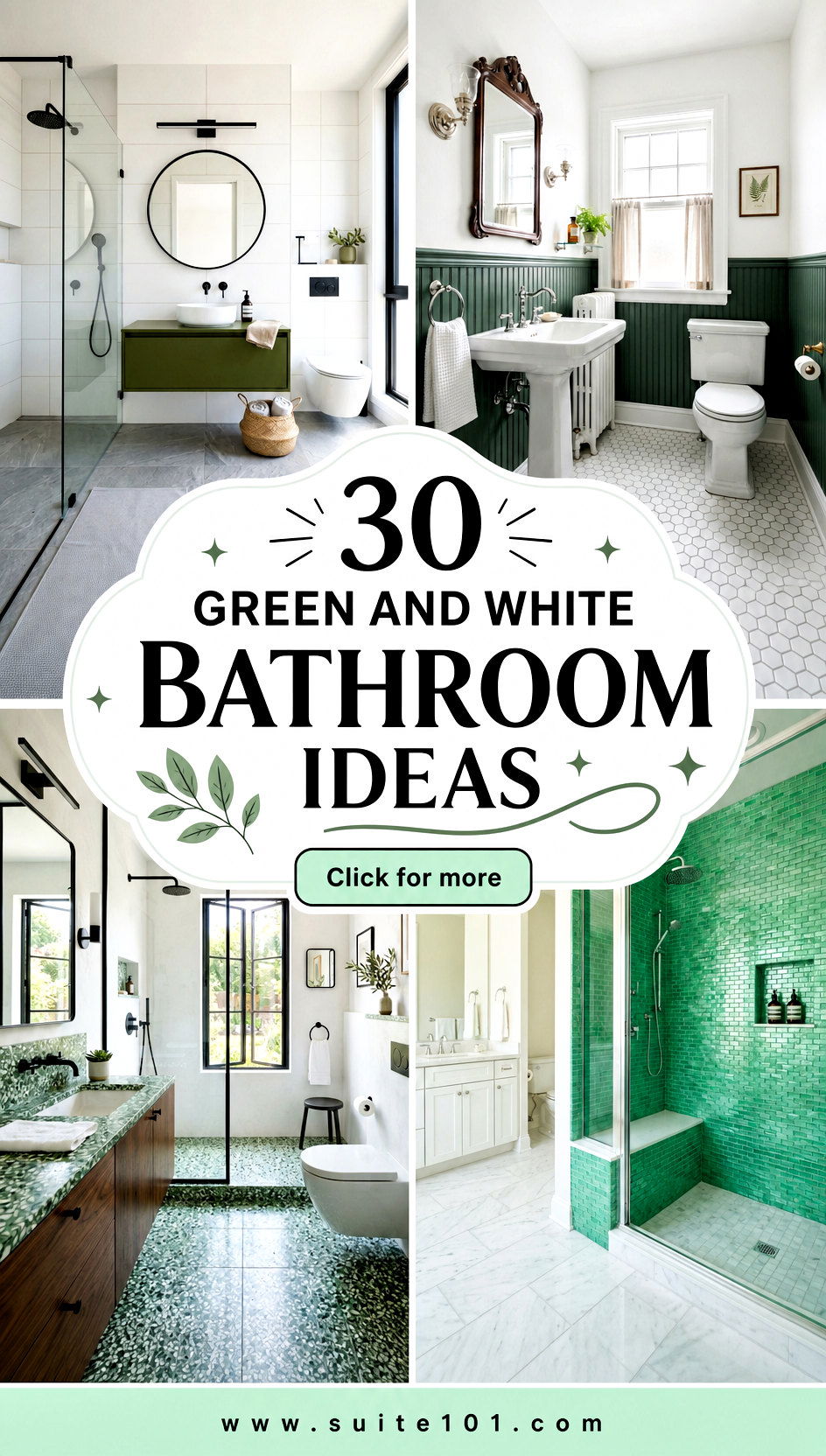 30 Green and White Bathroom Ideas for a Bright Elegant Refresh - 30 Green and White Bathroom Ideas for a Bright, Elegant Refresh