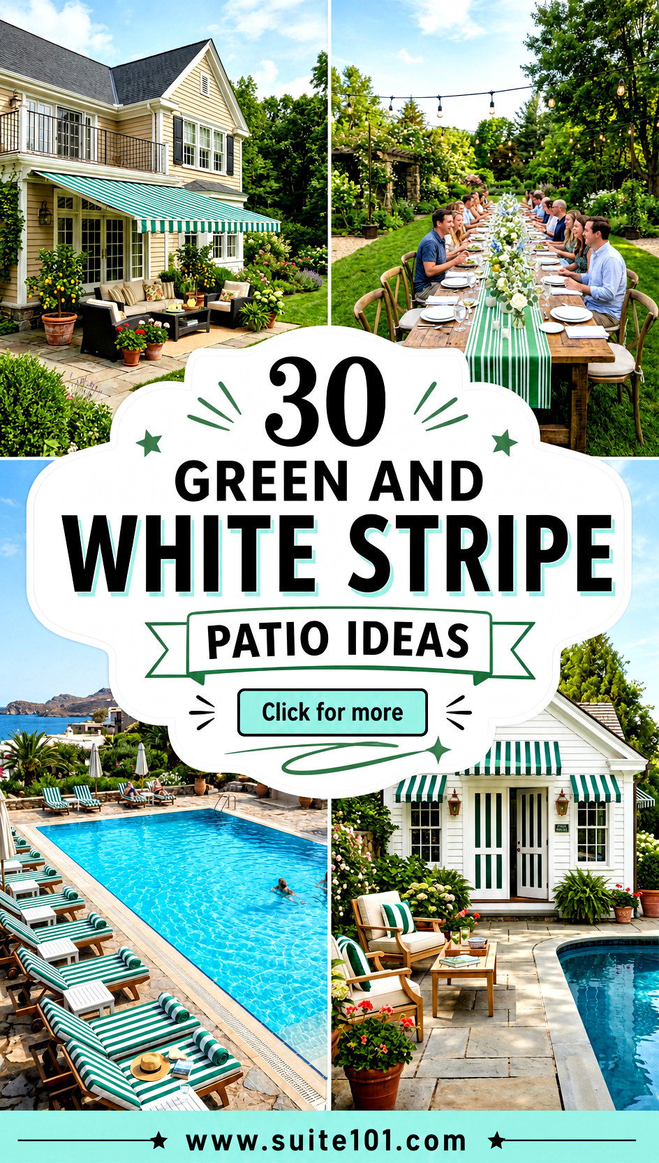 30 Green and White Stripe Patio Ideas for a Fresh Coastal Look - 30 Green and White Stripe Patio Ideas for a Fresh, Coastal Look