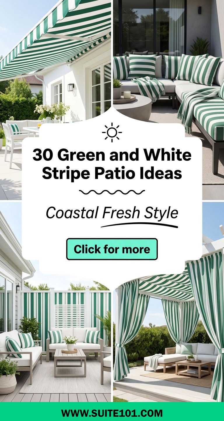 30 Green and White Stripe Patio Ideas for a Fresh Coastal Look - 30 Green and White Stripe Patio Ideas for a Fresh, Coastal Look