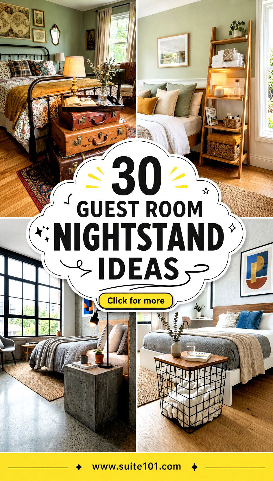 30 Guest Room Nightstand Ideas to Add Function and Flair - 30 Guest Room Nightstand Ideas to Add Function and Flair