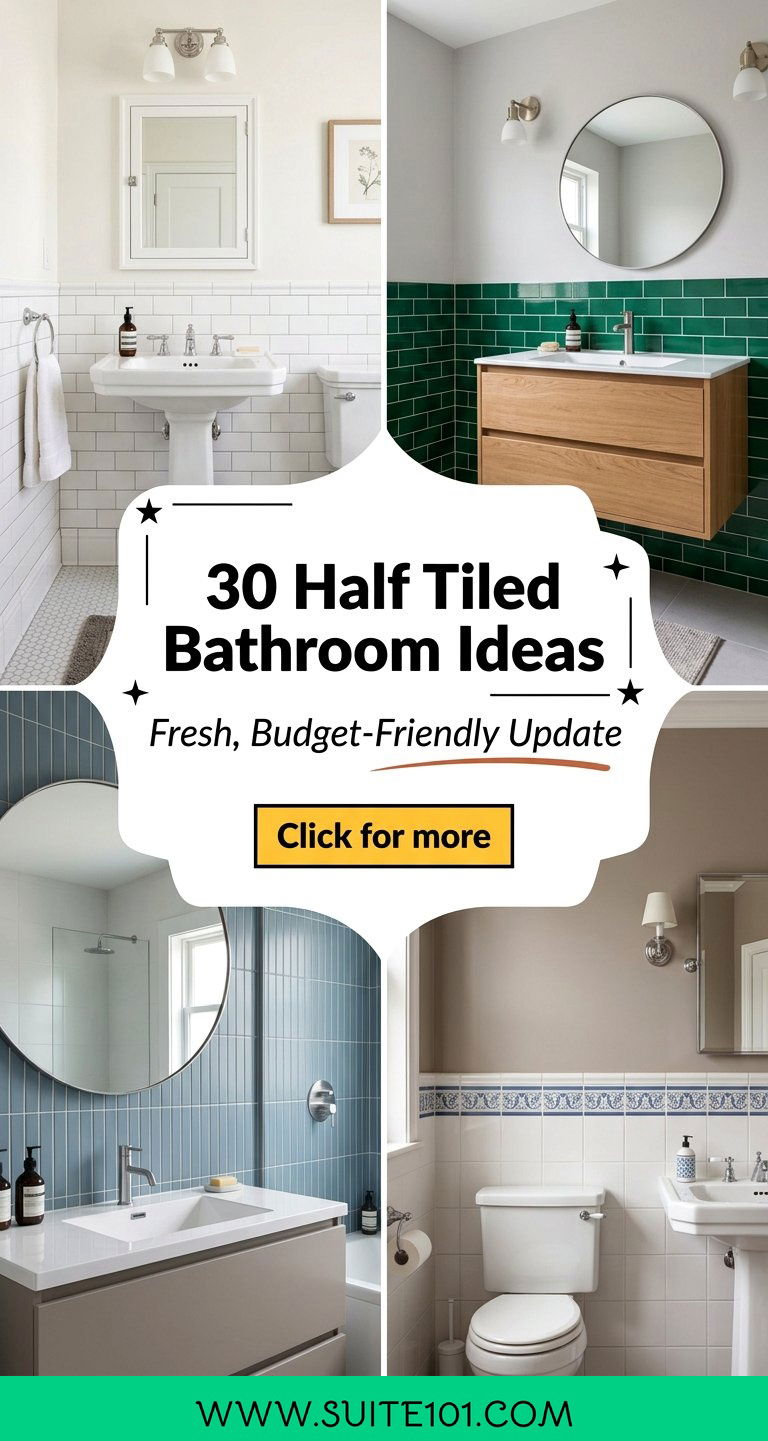 30 Half Tiled Bathroom Ideas for a Fresh Budget-Friendly Update - 30 Half Tiled Bathroom Ideas for a Fresh, Budget-Friendly Update