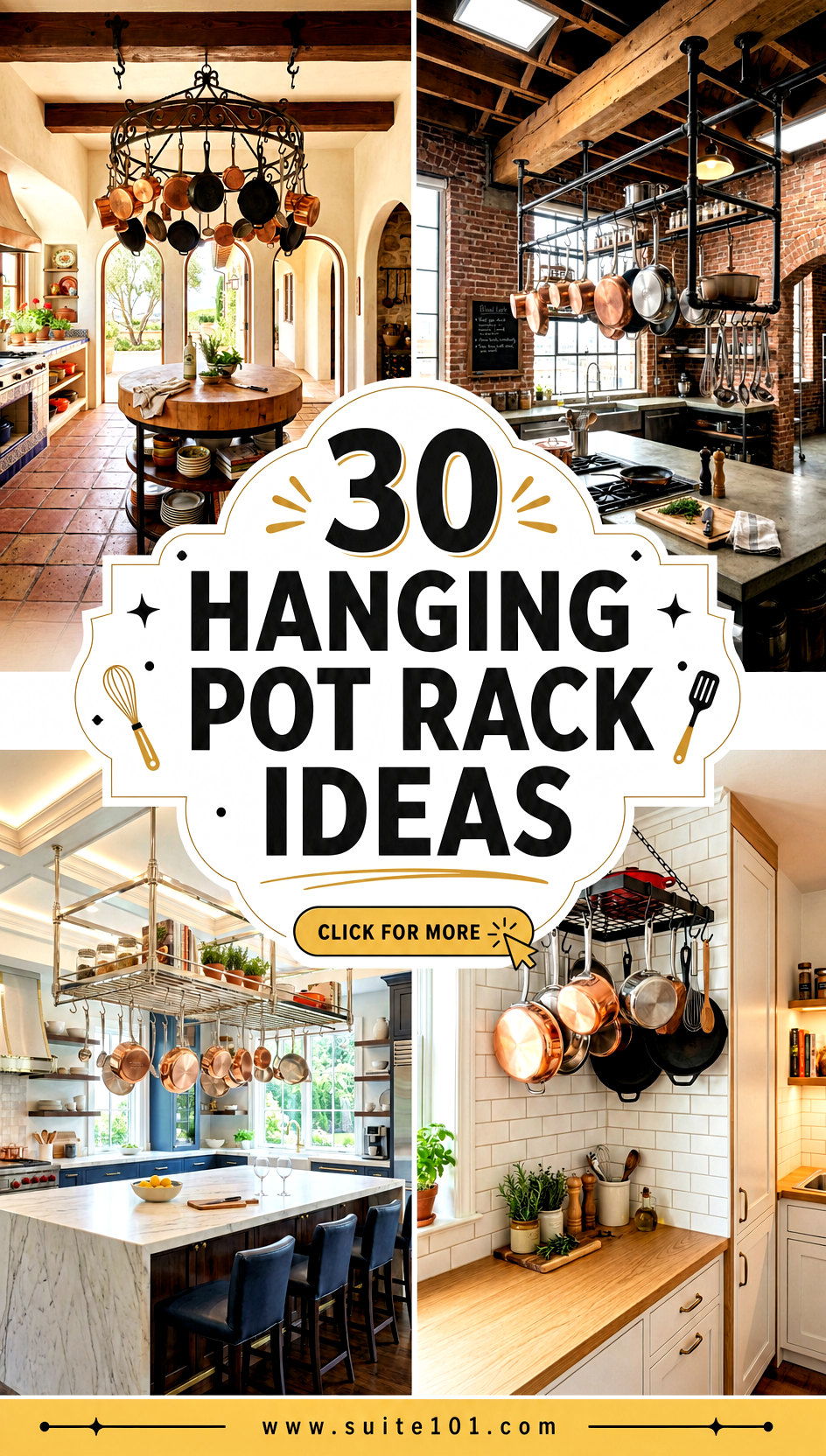 30 Hanging Pot Rack Ideas for Better Storage and Faster Cooking - 30 Hanging Pot Rack Ideas for Better Storage and Faster Cooking