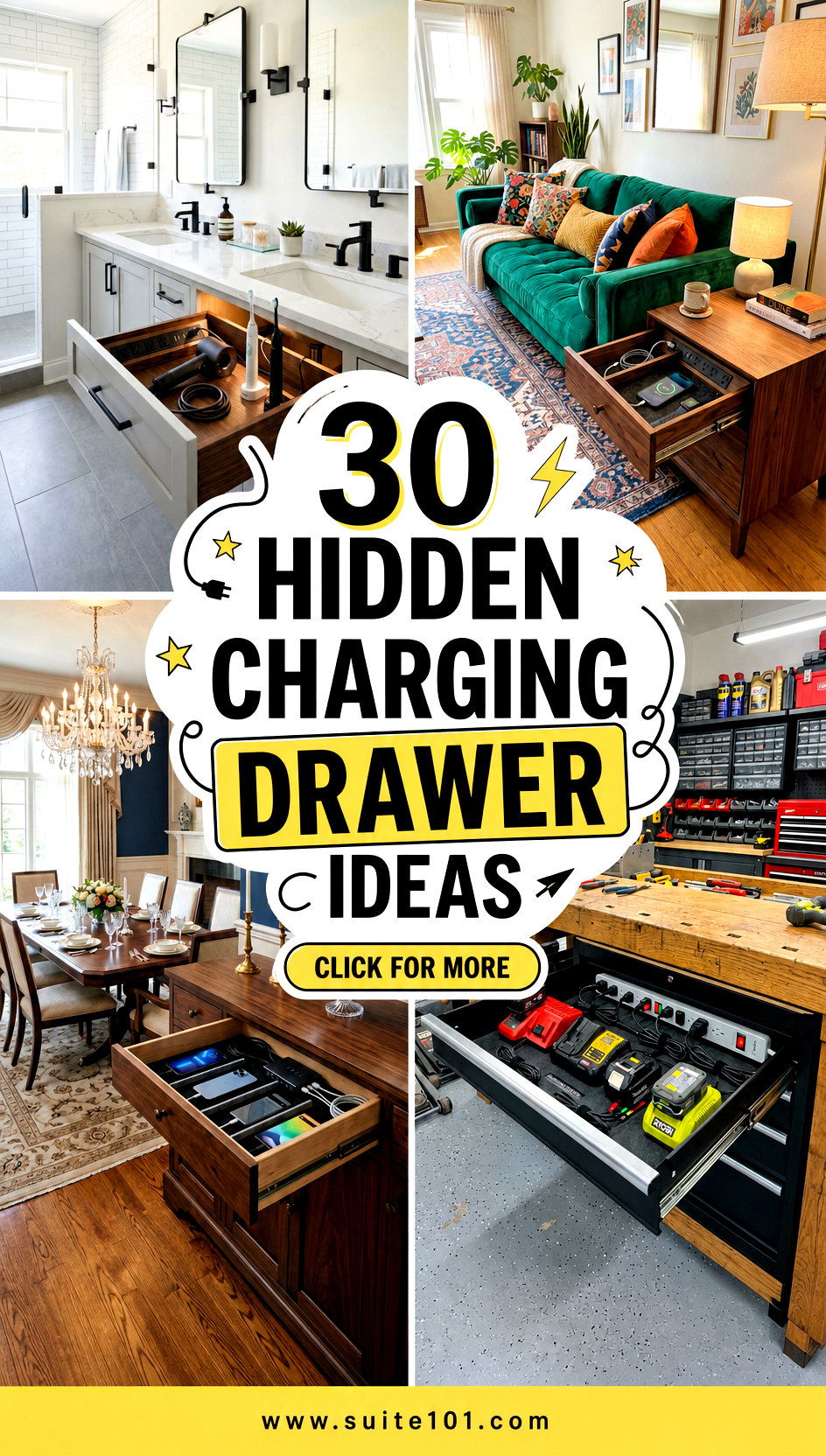 30 Hidden Charging Drawer Ideas to Tame Countertop Clutter - 30 Hidden Charging Drawer Ideas to Tame Countertop Clutter