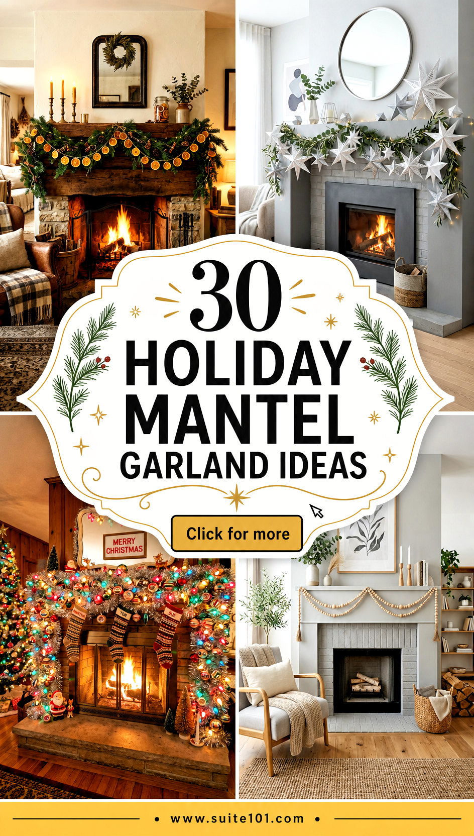 30 Holiday Mantel Garland Ideas for a Cozy Fireplace Glow - 30 Holiday Mantel Garland Ideas for a Cozy Fireplace Glow