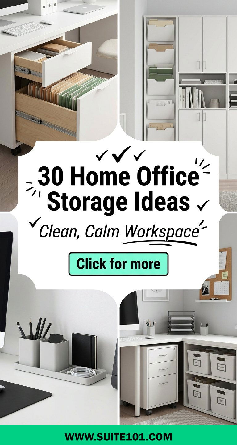 30 Home Office Storage Ideas for a Clean Calm Workspace - 30 Home Office Storage Ideas for a Clean, Calm Workspace