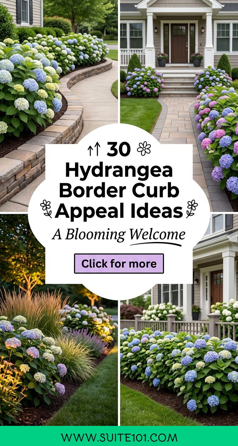 30 Hydrangea Border Curb Appeal Ideas For A Blooming Welcome - Suite 101