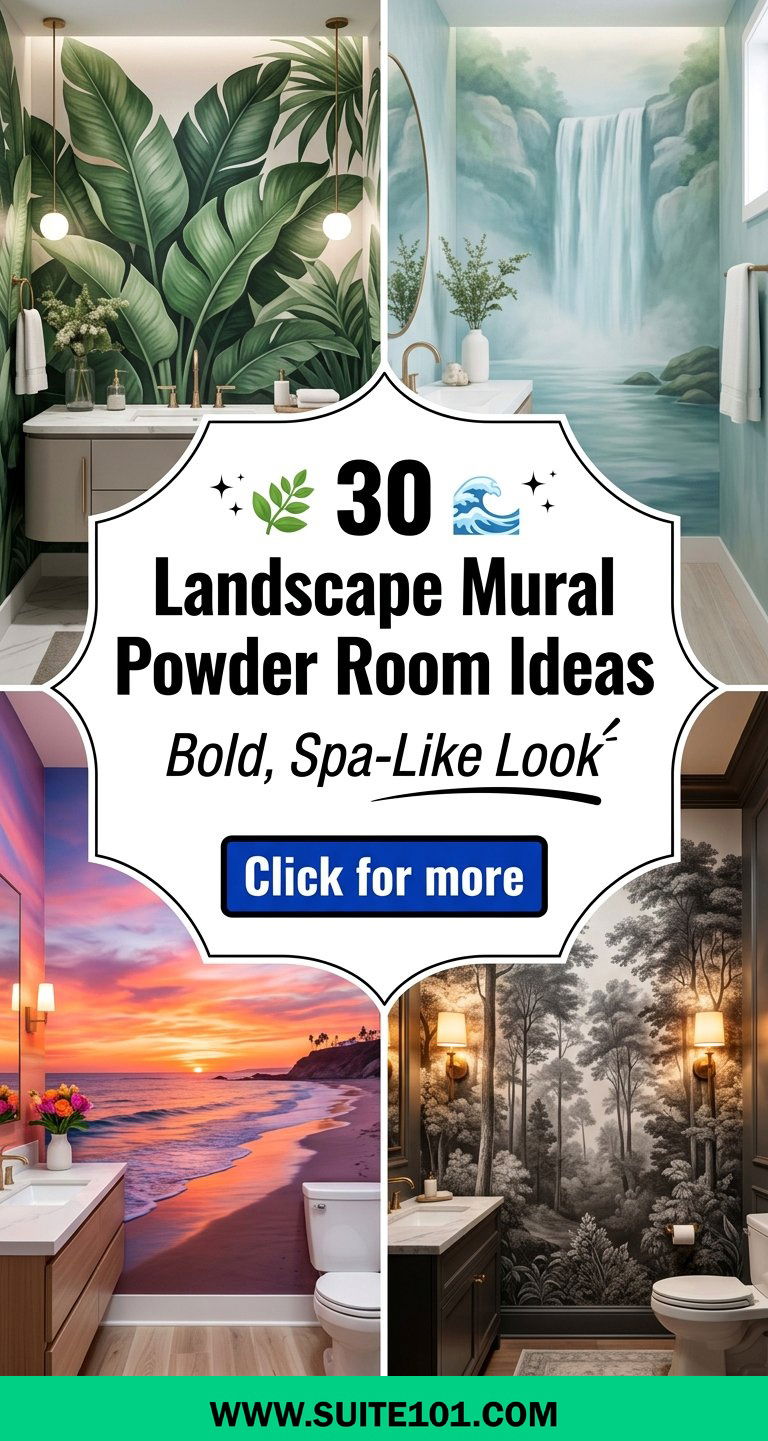 30 Landscape Mural Powder Room Ideas for a Bold Spa-Like Look - 30 Landscape Mural Powder Room Ideas for a Bold, Spa-Like Look
