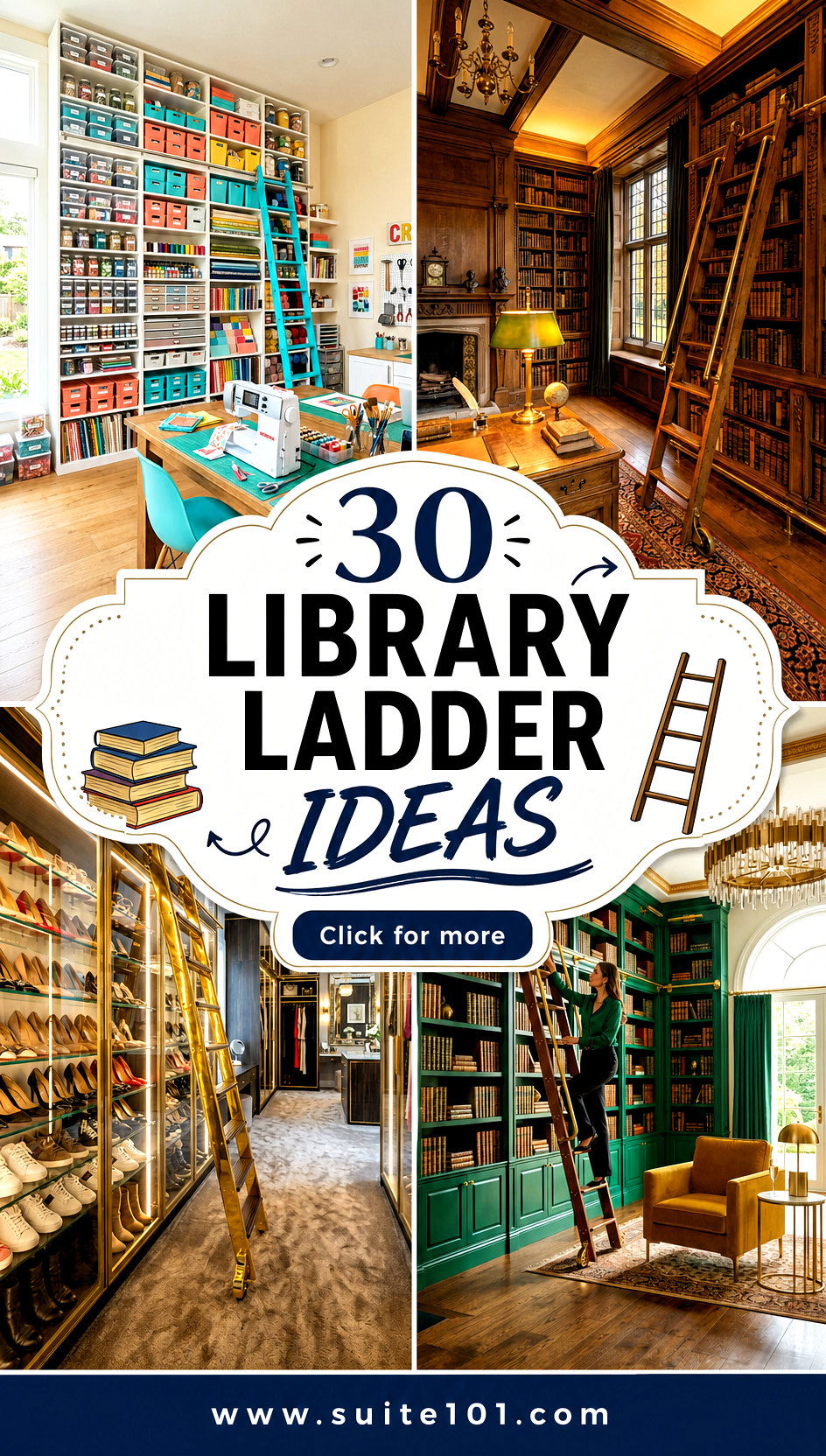 30 Library Ladder Ideas for Flexible Storage and Swivel Charm - 30 Library Ladder Ideas for Flexible Storage and Swivel Charm