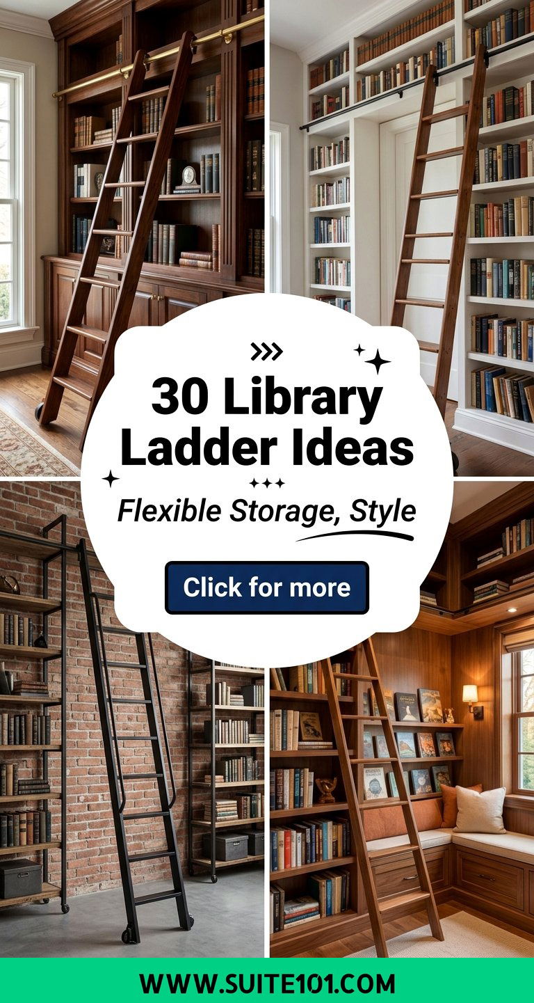 30 Library Ladder Ideas for Flexible Storage and Swivel Charm - 30 Library Ladder Ideas for Flexible Storage and Swivel Charm