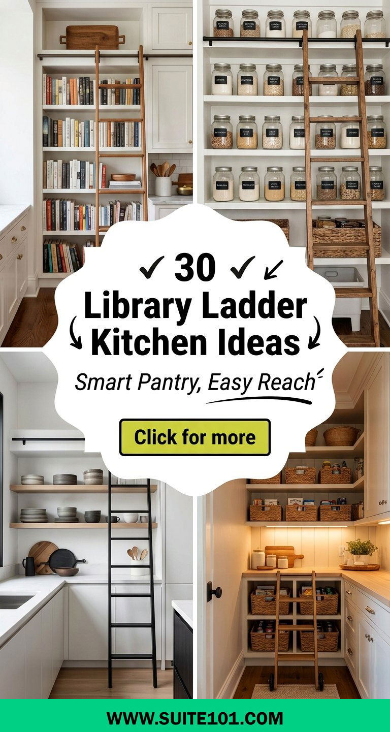 30 Library Ladder Kitchen Ideas for Smarter Pantry Organization - 30 Library Ladder Kitchen Ideas for Smarter Pantry Organization