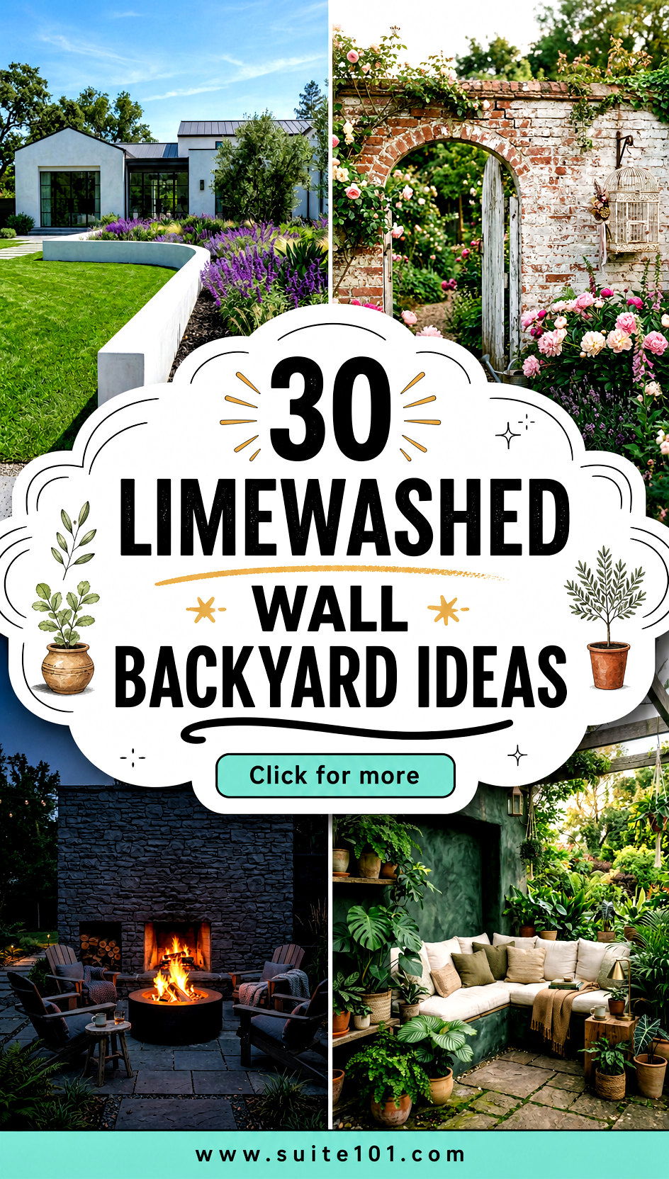 30 Limewashed Wall Backyard Ideas for a Sunlit Mediterranean Look - 30 Limewashed Wall Backyard Ideas for a Sunlit Mediterranean Look