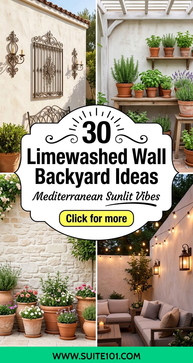 30 Limewashed Wall Backyard Ideas for a Sunlit Mediterranean Look - 30 Limewashed Wall Backyard Ideas for a Sunlit Mediterranean Look