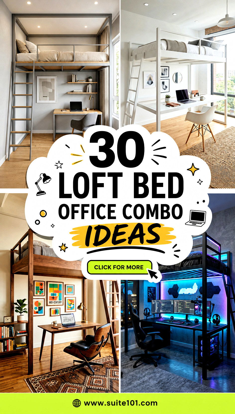 30 Loft Bed Office Combo Ideas for a Functional Work Zone - 30 Loft Bed Office Combo Ideas for a Functional Work Zone