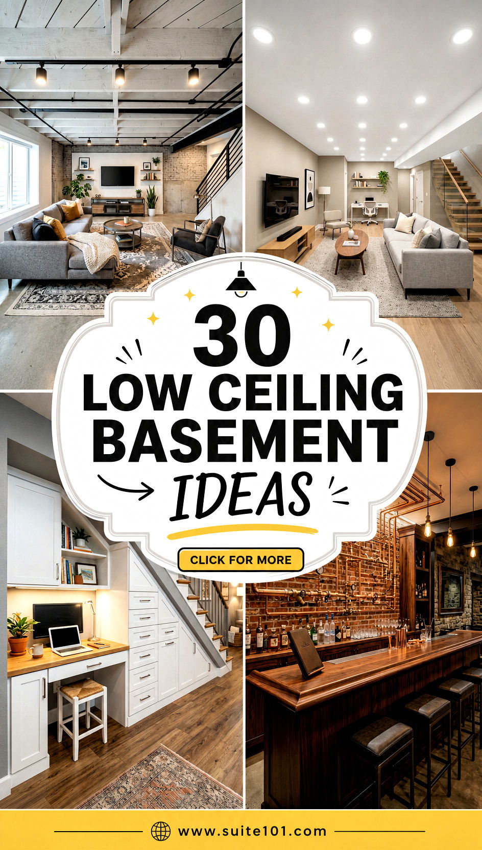 30 Low Ceiling Basement Ideas to Brighten Add Storage and Style - 30 Low Ceiling Basement Ideas to Brighten, Add Storage & Style
