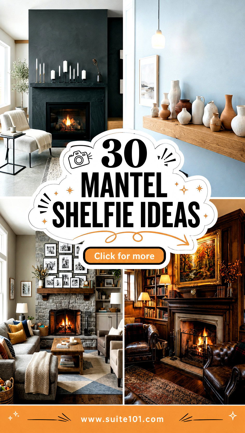 30 Mantel Shelfie Ideas That Make Every Fireplace Look Photogenic - 30 Mantel Shelfie Ideas That Make Every Fireplace Look Photogenic