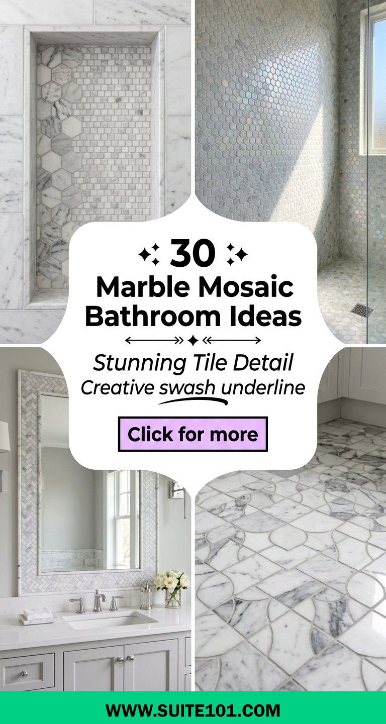30 Marble Mosaic Bathroom Ideas for Stunning Tile Detail - 30 Marble Mosaic Bathroom Ideas for Stunning Tile Detail