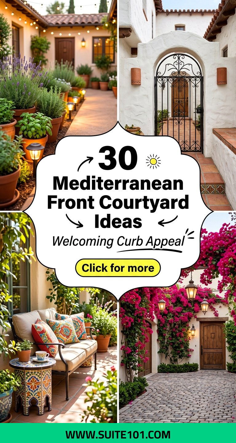 30 Mediterranean front courtyard ideas Welcoming Curb Appeal - 30 Mediterranean front courtyard ideas: Welcoming Curb Appeal