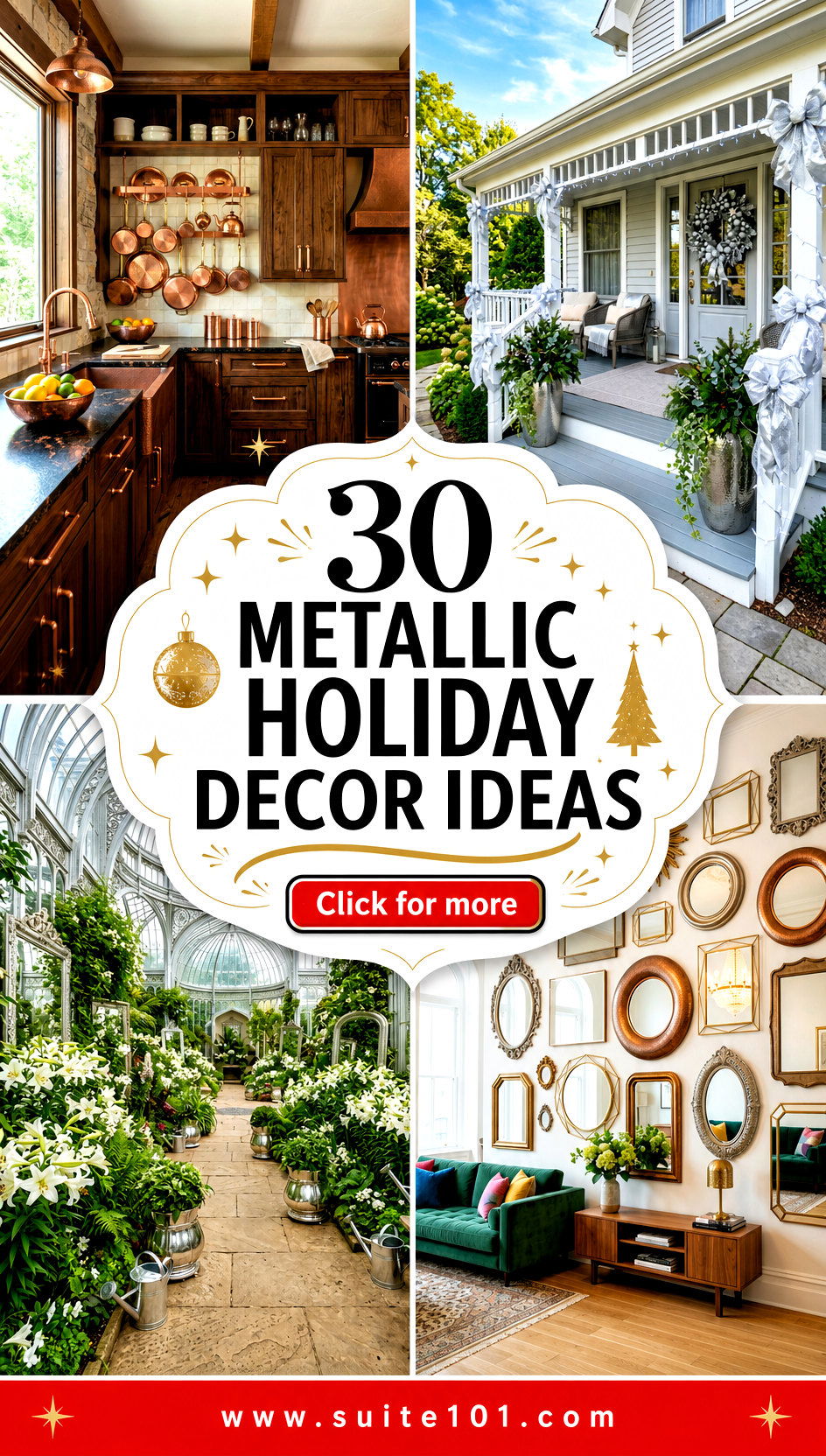 30 Metallic Holiday Decor Ideas That Shine From Tree to Table - 30 Metallic Holiday Decor Ideas That Shine From Tree to Table
