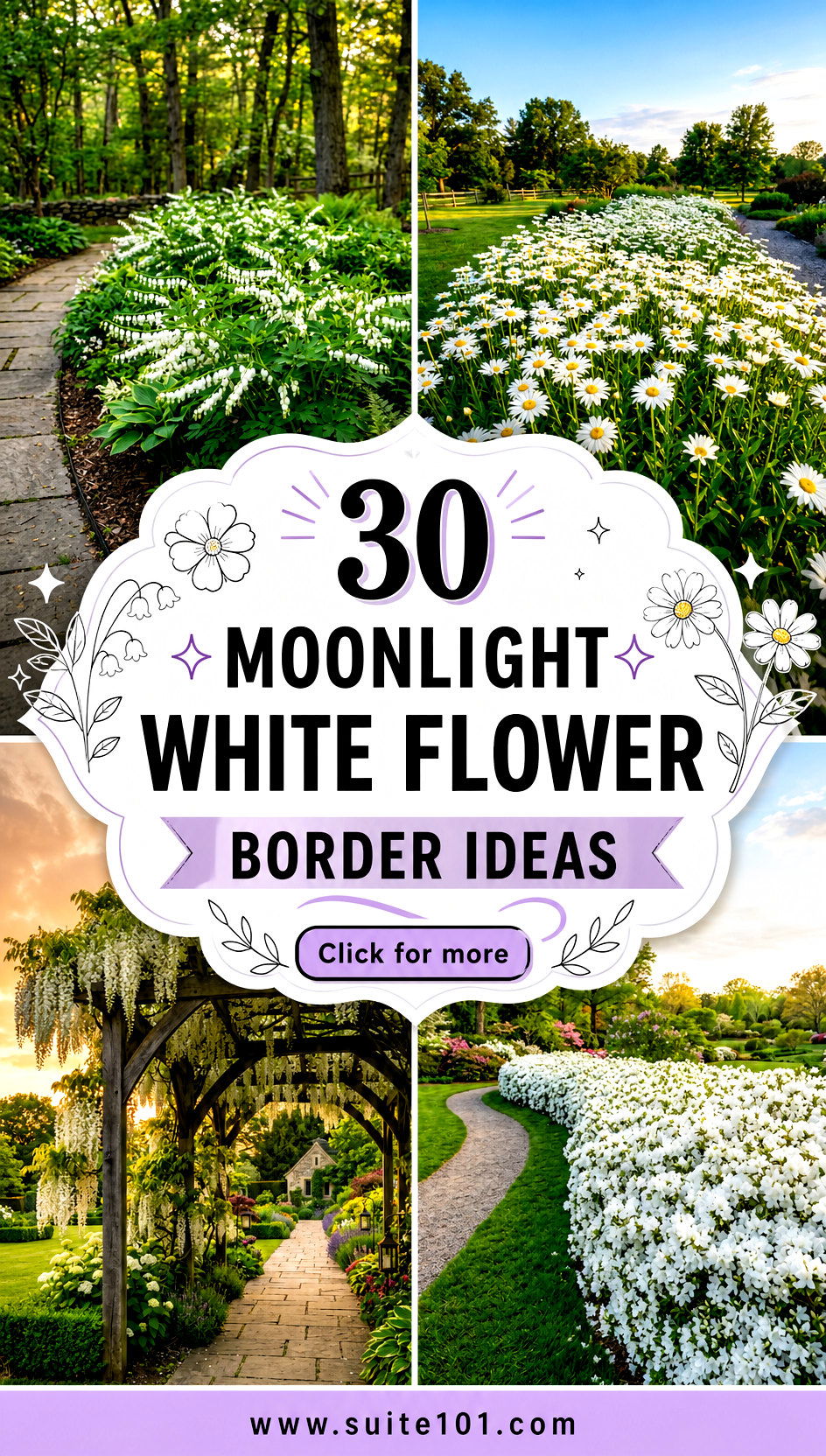 30 Moonlight White Flower Border Ideas Dreamy Nighttime Edges - 30 Moonlight White Flower Border Ideas: Dreamy Nighttime Edges