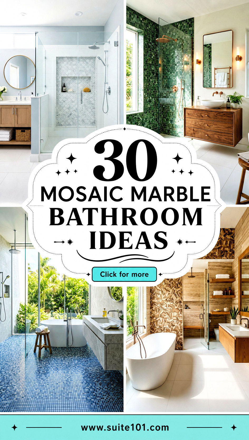 30 Mosaic Marble Bathroom Ideas for a Luxury Spa Look Today - 30 Mosaic Marble Bathroom Ideas for a Luxury Spa Look Today