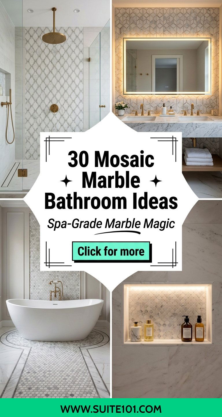 30 Mosaic Marble Bathroom Ideas for a Luxury Spa Look Today - 30 Mosaic Marble Bathroom Ideas for a Luxury Spa Look Today