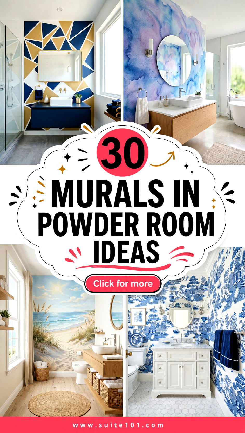 30 Murals In Powder Room Ideas That Make Guests Go Wow - 30 Murals In Powder Room Ideas That Make Guests Go Wow