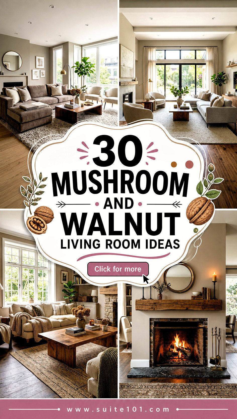 30 Mushroom And Walnut Living Room Ideas for Warm Earthy Style - 30 Mushroom And Walnut Living Room Ideas for Warm, Earthy Style