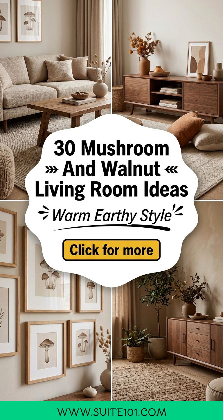 30 Mushroom And Walnut Living Room Ideas for Warm Earthy Style - 30 Mushroom And Walnut Living Room Ideas for Warm, Earthy Style
