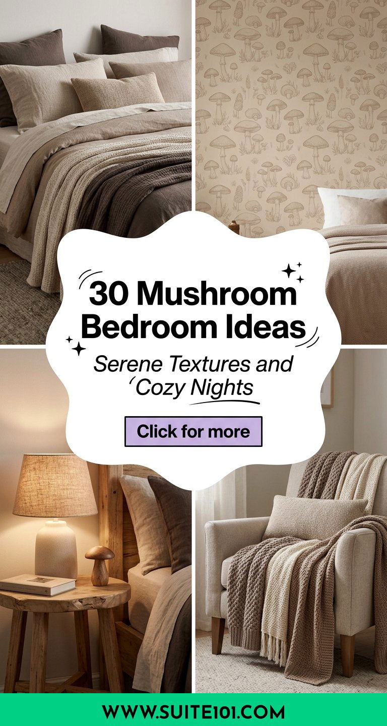 30 Mushroom Bedroom Ideas for Serene Textures and Cozy Nights - 30 Mushroom Bedroom Ideas for Serene Textures and Cozy Nights