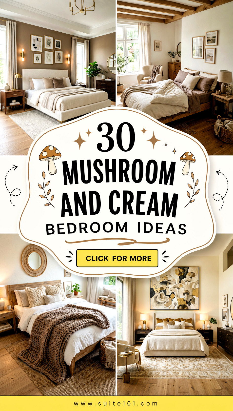 30 Mushroom and Cream Bedroom Ideas for Cozy Neutral Style - 30 Mushroom and Cream Bedroom Ideas for Cozy Neutral Style