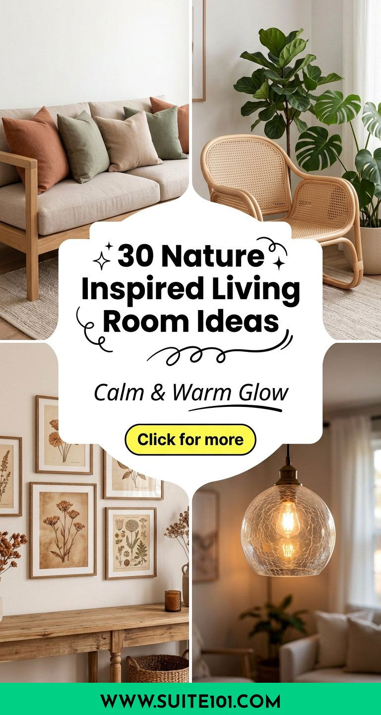 30 Nature Inspired Living Room Ideas for Calm and Warm Glow - 30 Nature Inspired Living Room Ideas for Calm and Warm Glow