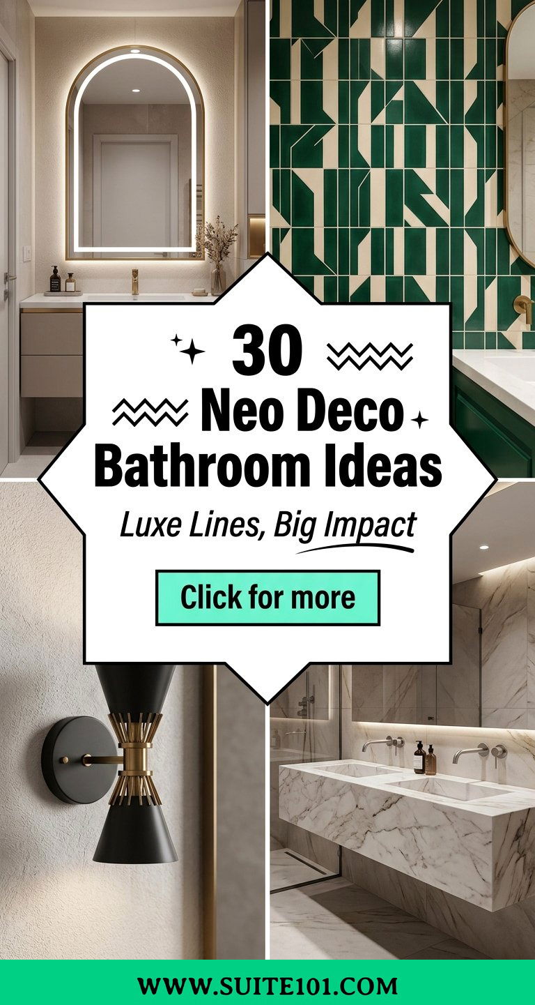 30 Neo Deco Bathroom Ideas with Luxe Colors and Clean Lines - 30 Neo Deco Bathroom Ideas with Luxe Colors and Clean Lines
