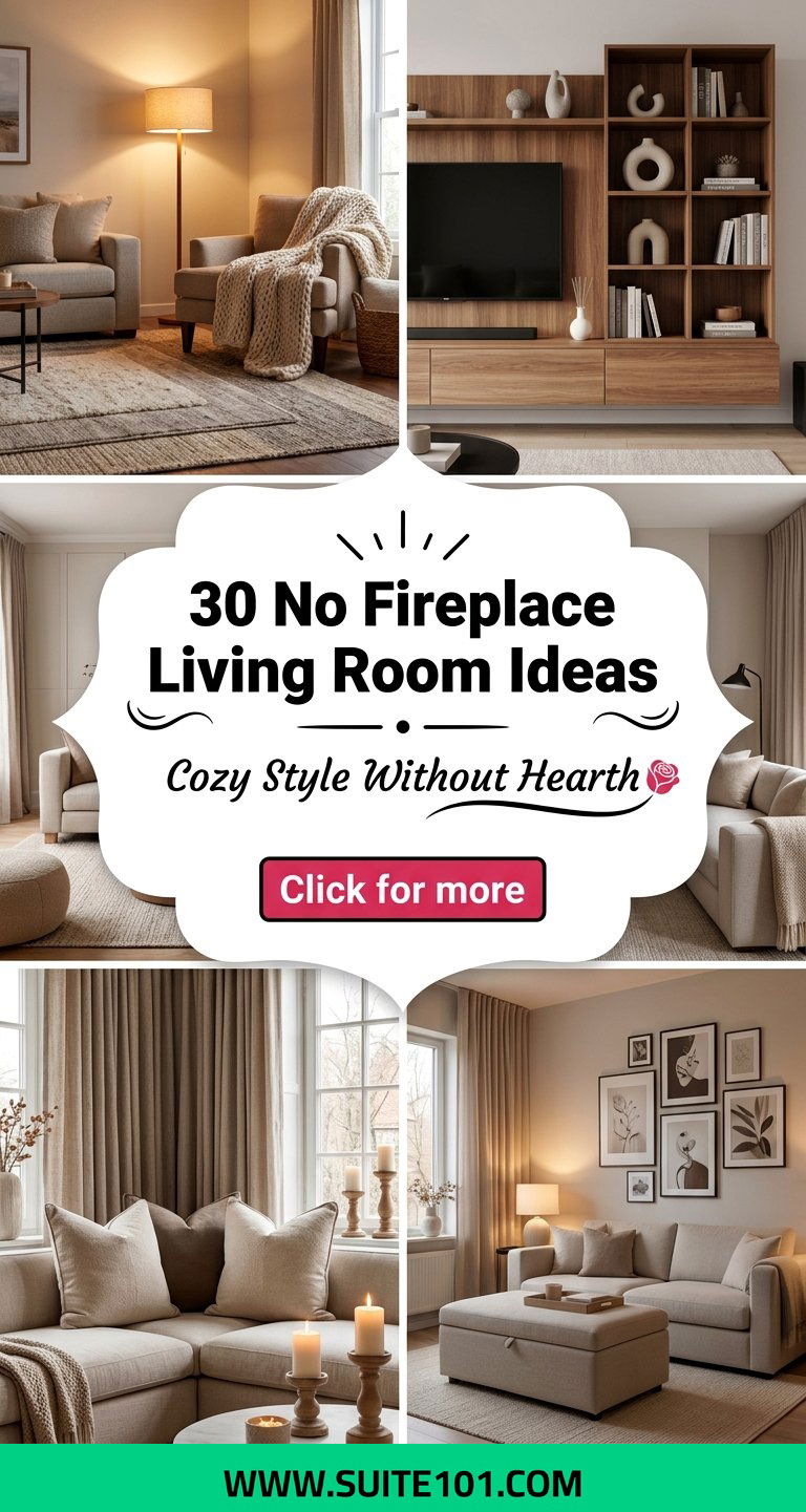 30 No Fireplace Living Room Ideas for Cozy Style Without a Hearth - 30 No Fireplace Living Room Ideas for Cozy Style Without a Hearth