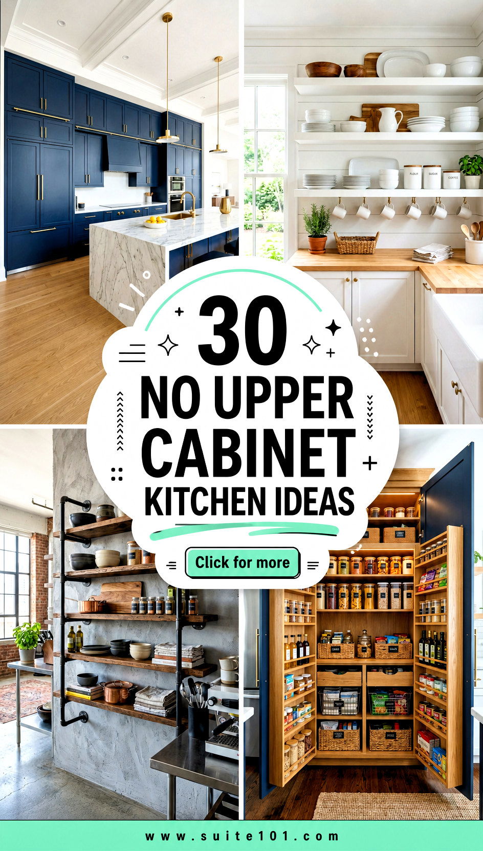 30 No Upper Cabinet Kitchen Ideas for a Sleek Streamlined Look - 30 No Upper Cabinet Kitchen Ideas for a Sleek, Streamlined Look