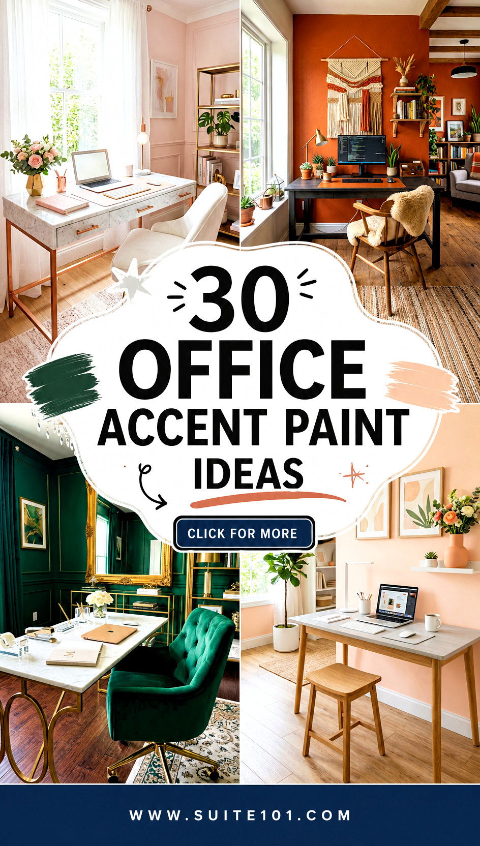 30 Office Accent Paint Ideas to Refresh Your Workspace Fast - 30 Office Accent Paint Ideas to Refresh Your Workspace Fast