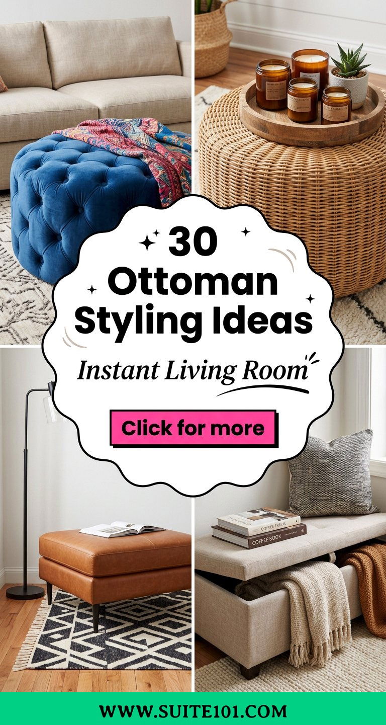 30 Ottoman Styling Ideas to Upgrade Your Living Room in Minutes - 30 Ottoman Styling Ideas to Upgrade Your Living Room in Minutes