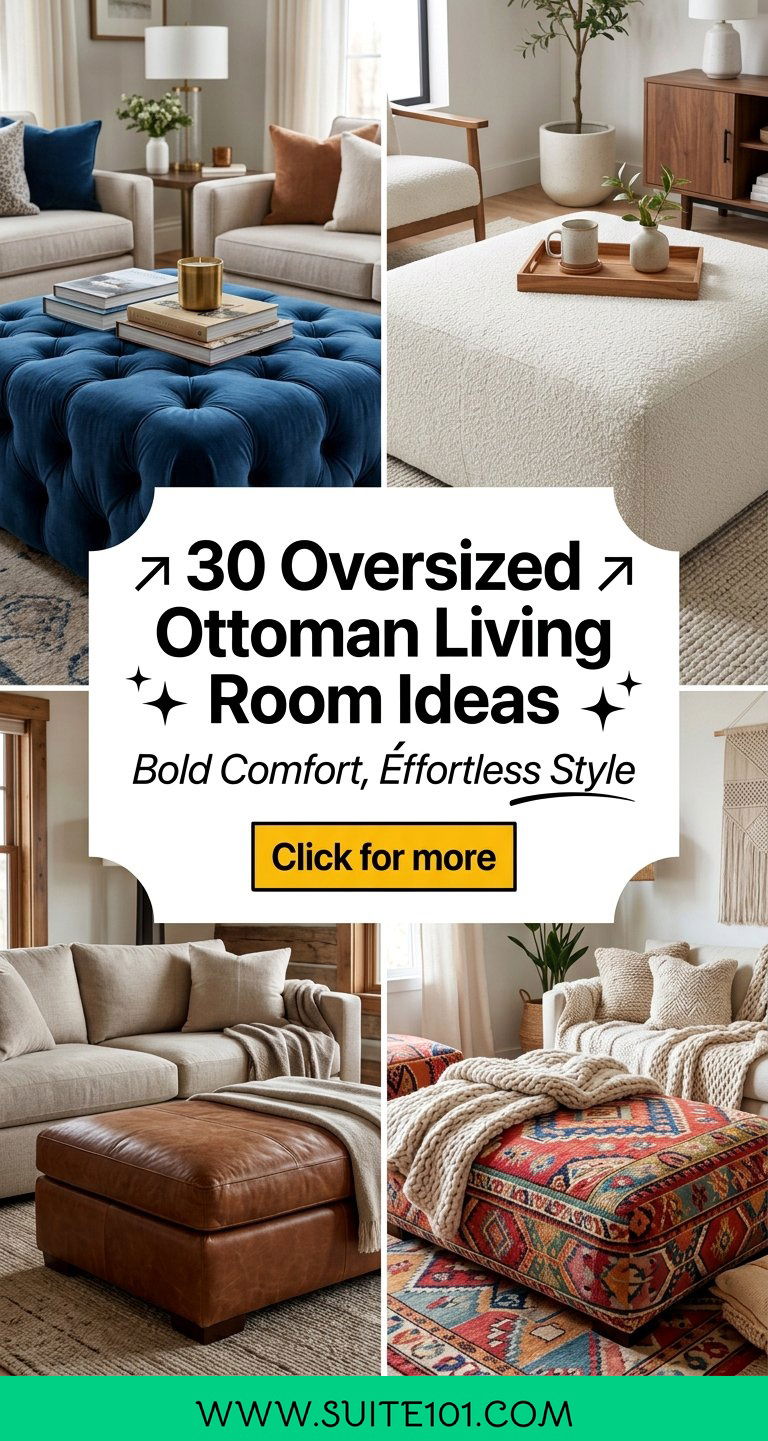 30 Oversized Ottoman Living Room Ideas for Bold Comfort and Style - 30 Oversized Ottoman Living Room Ideas for Bold Comfort and Style