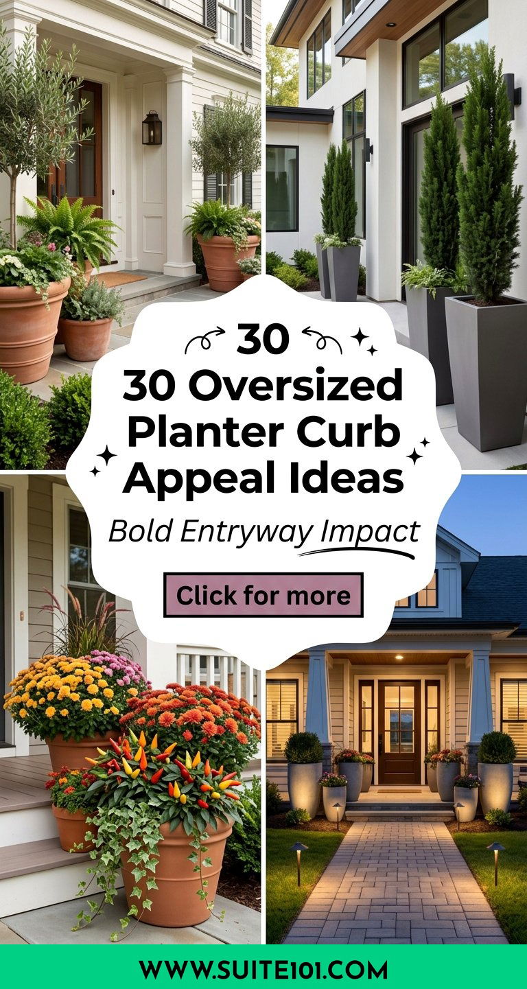 30 Oversized Planter Curb Appeal Ideas for Entryway Impact - 30 Oversized Planter Curb Appeal Ideas for Entryway Impact