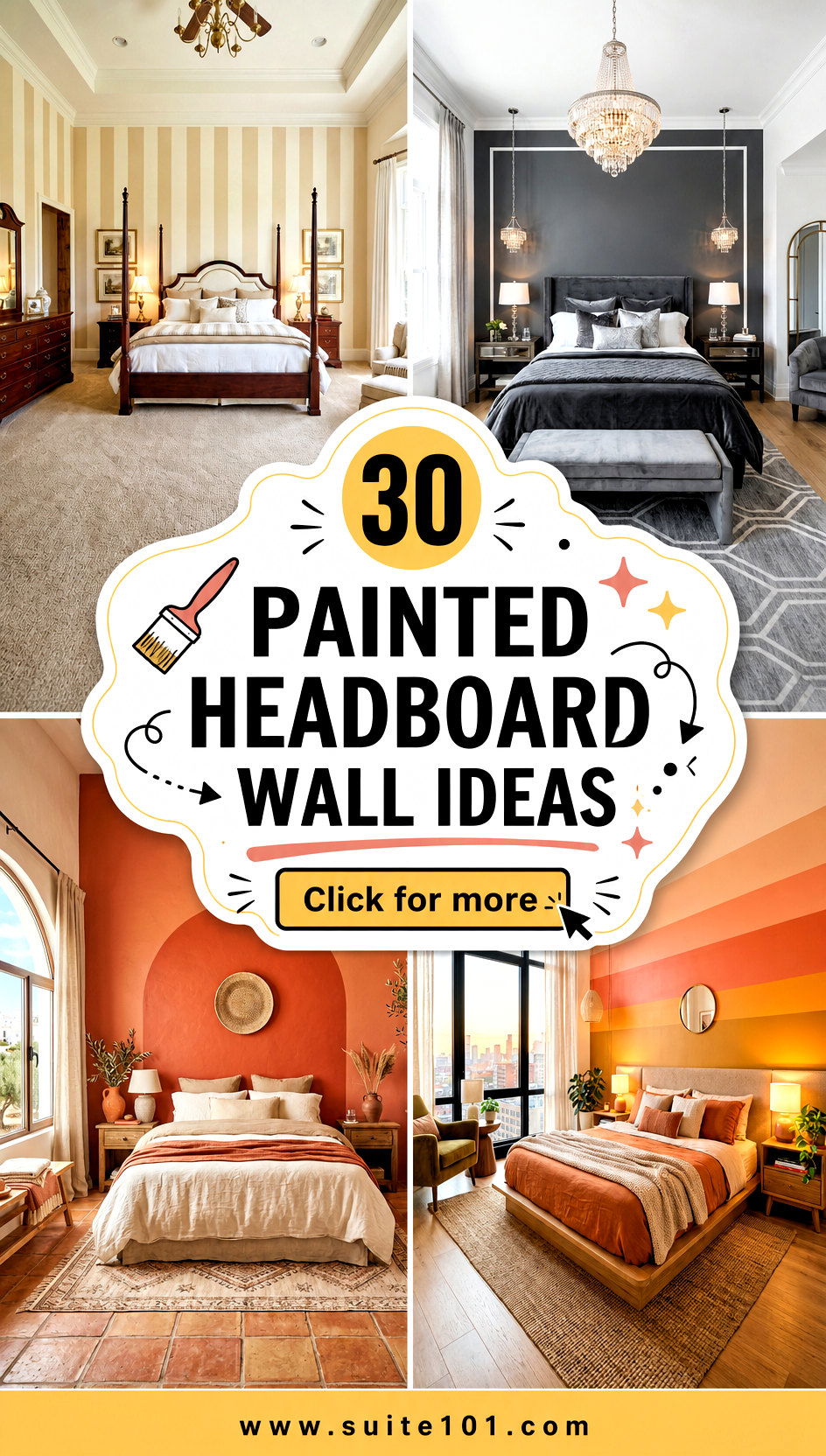 30 Painted Headboard Wall Ideas for a Bedroom Focal Point - 30 Painted Headboard Wall Ideas for a Bedroom Focal Point