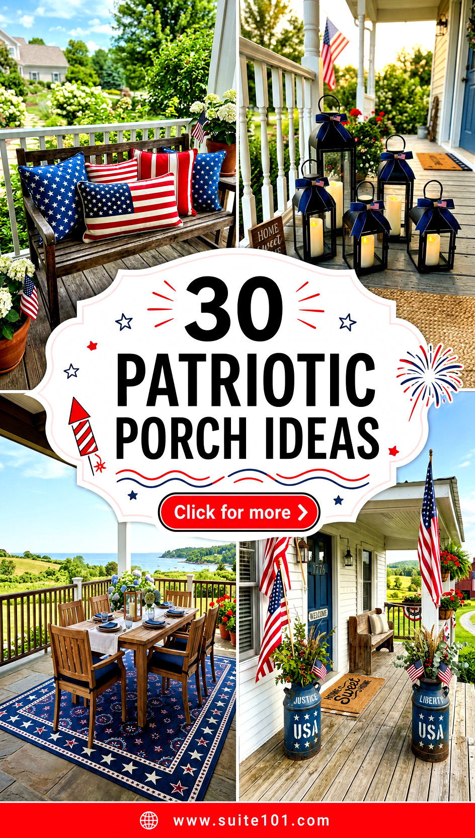 30 Patriotic Porch Ideas to Celebrate July 4 in Style Today - 30 Patriotic Porch Ideas to Celebrate July 4 in Style Today
