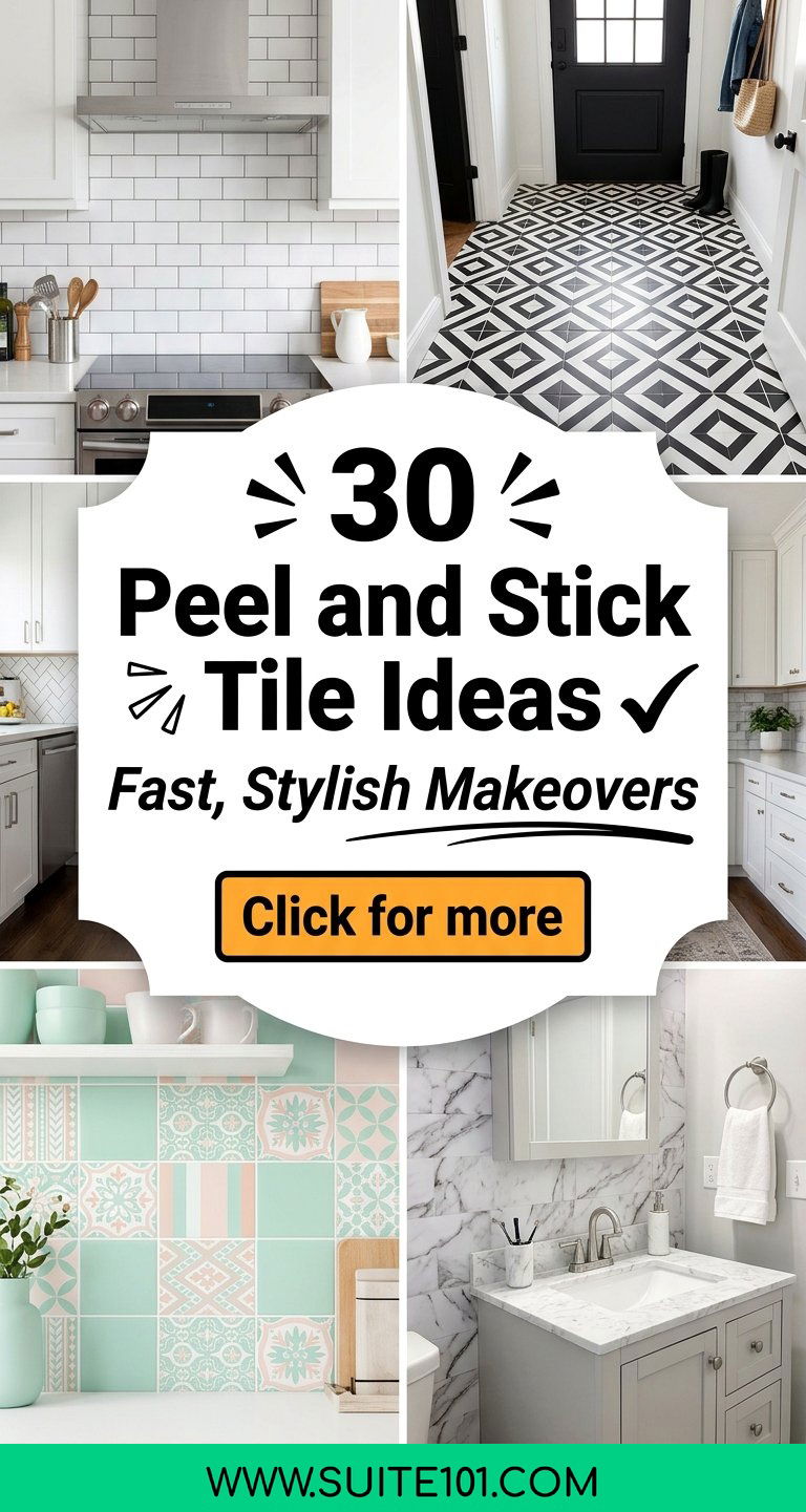 30 Peel and Stick Tile Ideas for Fast Stylish Room Makeovers - 30 Peel and Stick Tile Ideas for Fast, Stylish Room Makeovers